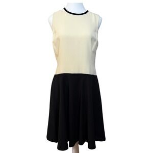 Lauren Ralph Lauren Colorblock Fit Flare Dress 6 Black Ivory READ